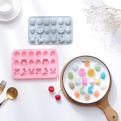 China Easter Bunny Rabbit Chocolate Mold DIY Egg Silicone Mold Cartoon Cookies Fondant Disposable Cute Kitchen Baking Tool for sale