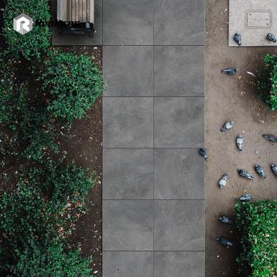 China Anti Slip Modern 600 x 600 Gray Porcelain Outdoor Tile Floor Dark for Shopping Malls for sale
