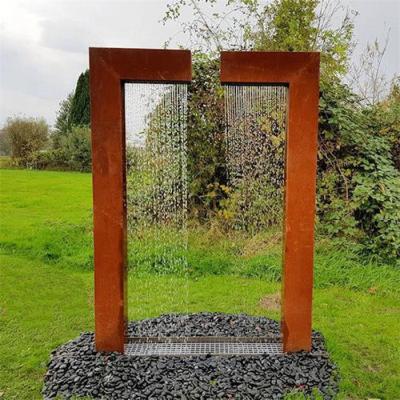Chine Double contemporain L fontaine de conception d'eau en acier de Corten de caractéristique de l'eau en métal à vendre