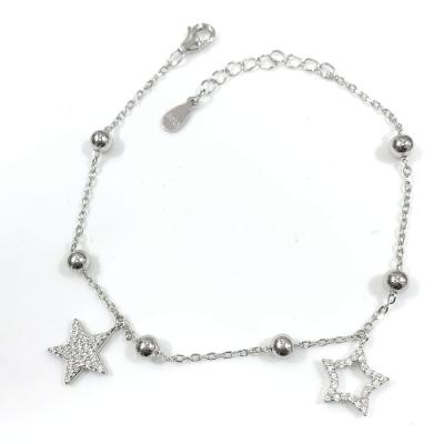China Vintage Wholesale Fine 925 Sterling Silver Zirconia Bracelets Star Bead S925 Silver Rhodium Plated Bracelets Design for Girls at Party for sale