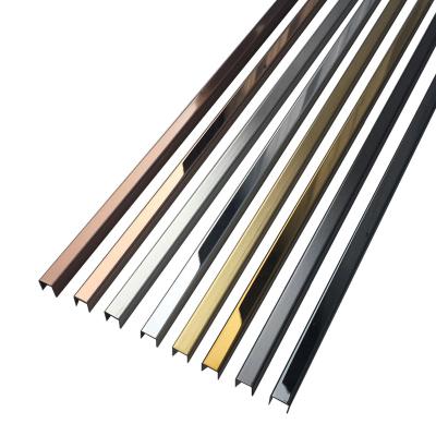 China Modern Stainless Steel Strip For Mirror Frame Edge Profile Sideboard Doors U Edge Trim for sale
