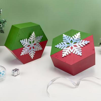 China Handmade Custom Snowflake Hexagon Christmas Packaging Box Magnet Christmas Gift Box for sale