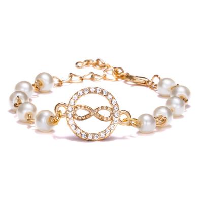 China FASHIONABLE 18K Gold Letter 8 Heart Cross Moon Star Rhinestone Rhinestone Bead Bracelet Zinc Alloy Handmade Women for sale