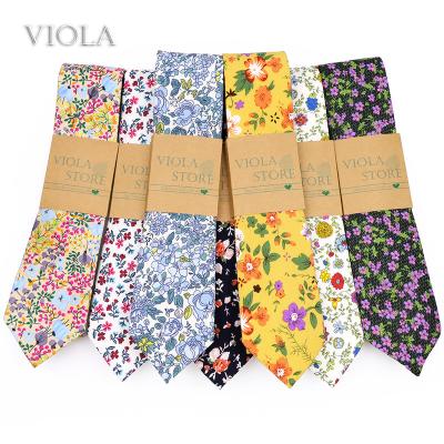 China New Top 6.5cm Fashion Necktie 100%Cotton Wedding Party Purple Blue Khaki Red-Pink Floral Classy Men's Daily Accessory Suit Gift Headscarf for sale
