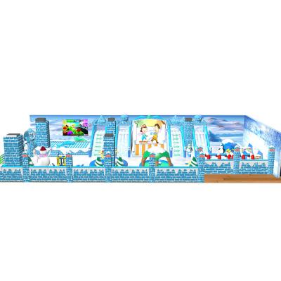 China Large Winter Theme Inflatable Jumping Blow Up Castle White & Blue for sale