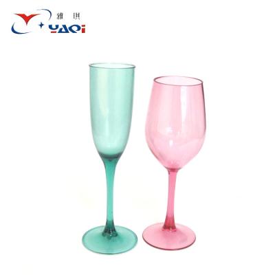 China Eco-friendly goblet 135ml pe acrylic sustainable champagne flutes wine travel mug tumbler cups for sale