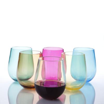 China Viable Unbreakable Portable Plastic Wine Glasses Picnic Reusable Custom Logo Wine Plastic Travel Wine Tumbler Tumbler for sale
