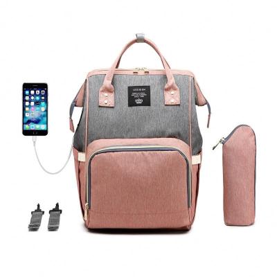China Multifunctional Purpose Large Capacity Baby Diaper Bag Diaper Bag Charging USB Backpack for sale