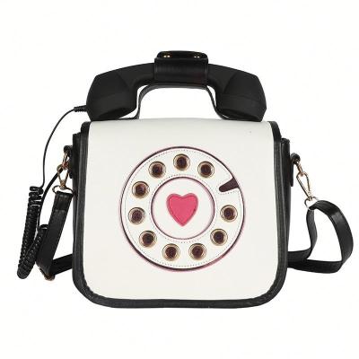 China 2021 new fashion creative sweet girl's personality fashion PU leather messenger bag funny shape women's phone digital simulation for sale