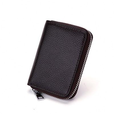 China Fashion Directly Supply Business Card Holder Genuine Leather Credit Card Holder Women Zipper Pouch Card Case Unisex Zipper Coin Purse for sale
