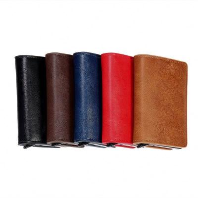 China Fashion Credit Card Holder Carbon Fiber Card Holder RFID Blocking Card Wallet Men Waterproof Aluminum Slim Short Wallet for sale