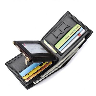 China Wholesale Fashion Waterproof Men's Short Wallet PU Leather Black Wallet for sale