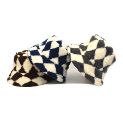 China Fashion Street Fisherman Fashion Trend Lattice Grid Soft Hat Warm Plush Basin Hat Dressing for sale