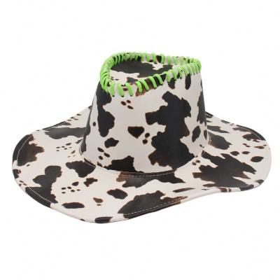 China Wholesale Plush Women's Felted Hat Cowboy Hat Lady PU Cowboy Hat Lady Travel Leather Western Hat for sale