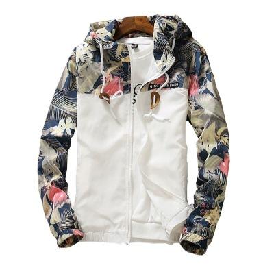 China Viable Floral Autumn Mens Hooded Jackets Slim 2019 Tailored Fashionable Long Sleeve Anorak Coat for sale