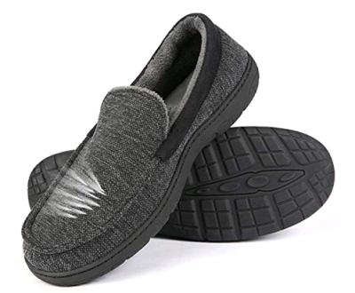 China Ultralight Anti-odor Mens Moccasin Slipper Warm Comfort With Memory Foam Indoor Outdoor Rubber Sole for sale