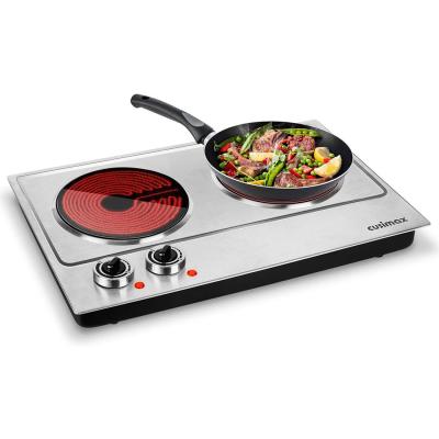 China Household CUSIMAX 1800W Ceramic Electric Hot Plate for Cooking, Infrared Cooktop Dual Control, Countertop Portable Burner for sale