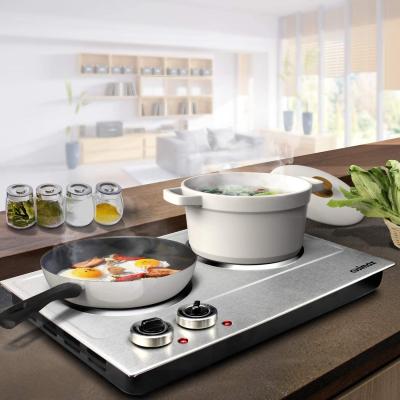 China Household CUSIMAX 1800W Ceramic Electric Hot Plate for Cooking, Infrared Cooktop Dual Control, Countertop Portable Burner for sale