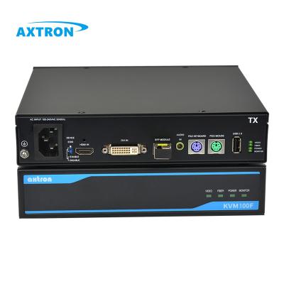 China Industrial PS/2 USB2.0 HDMI&DVI Dual Monitor 1080P 500m 20km 80km Fiber KVM Extension System for Control Room AX100F for sale