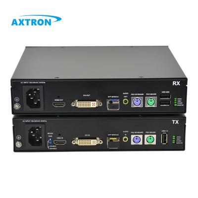 China Industrial PS/2 USB2.0 Dual Monitor 1080P 500m 20km 80km Fiber DVI HDMI KVM extender AX100F for sale