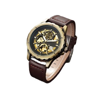 China Vintage Top Luxury Brand Skeleton Automatic Antique Bronze Automatic Men's Mechanical Watches Date Watches Mens Wristwatches Male Clock Gift for sale