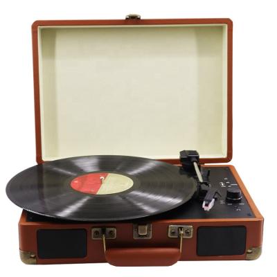 China Factory Supply 3 Speed Wood Direct Turntable Retro Suitcase Portable Vinyl Record Player for sale
