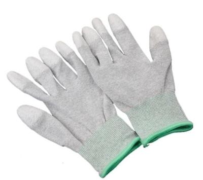 China EN388 PU Coated Gloves Polyurethane Work Gloves Anti Static Carbon Fiber for sale