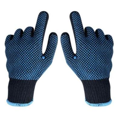 China Blue Cotton Liner Gloves Double Side PVC Dot Knit Gloves Size 9 Size 10 for sale
