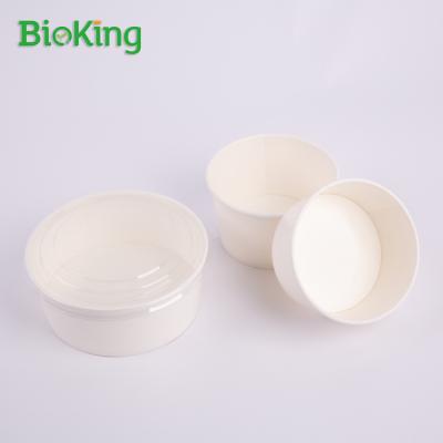 China Oil-resistant; Water Resistant Compost Soup Paper Bowl With Lid Brown Kraft Paper Salad Soup Paper Bowl Cup With Lid for sale