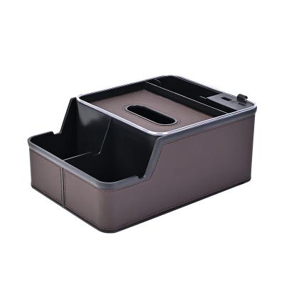 China Business/Luxury Usb Charging Port Car Seat armrest Storage Box Organizer Gap Pocket LED Light Car Seat Box Stowing Tidying Car Accessories for sale