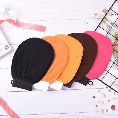 China EXFOLIATE Cute Natural Exfoliator Gloves 100% Maroc Kessa Squishy Body Exfoliating Scrubber Bath Gloves for sale