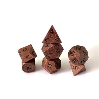 China DND Games Custom Dungeon and Polyhedral Dice DND Logo Customized Color Customized by YS Games Meta Zinc Alloy Dragon Polyhedral Wood Dice Set for sale