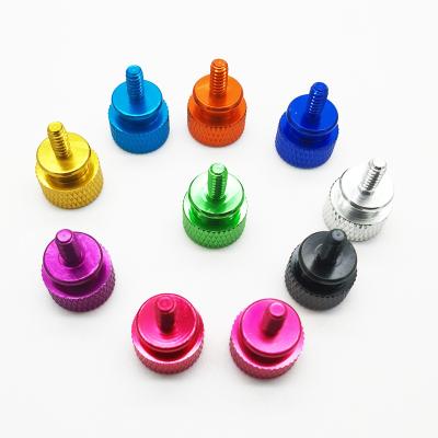 China 2023 Knurled Round CNC Anode Color Case Screw Mesh DIY Anodized Aluminum Inch Screw With 6-32 Thread for sale