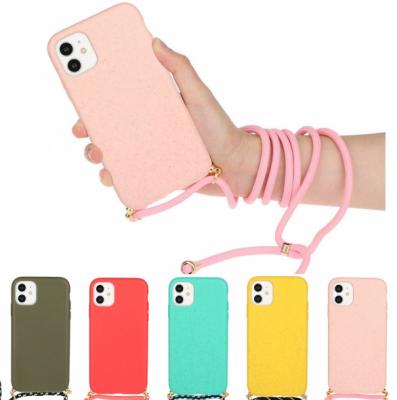 China Shockproof Eco Friendly Natural Wheat Straw Recycle Phone Case for iphone 14 Biodegradable cross body Case For iphone 11 12 13 Pro max for sale