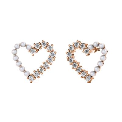 China Premium Austrian Crystal Wedding Jewelry Luxury Love Heart Pearl Stud Earrings Necklace 2021 Hypoallergenic Nickel Free & Lead Free New For Women Destiny Jewelery for sale