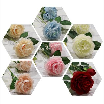 China Home Decoration Peony Artificial Flowers Silk Fabric Simulated Flower Snow Peony Fake Flower For Wedding Occasion for sale