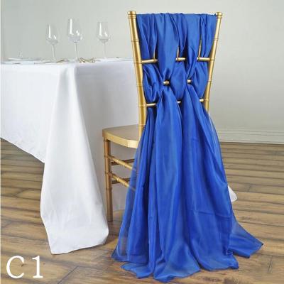 China Light weight translucent rayon fabric with good drape new white milk yarn chair band sash for wedding party decor for sale