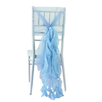 China Lightweight Translucent Rayon Fabric With Good Chair Drape Chiffon Wedding Back Cover Wholesale Ruffled Universal for sale