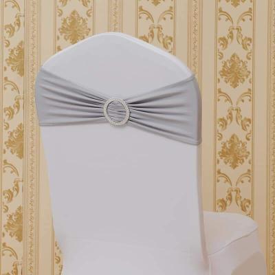 China Reuse Hot Sale Elastic Stretch Bow Chair Band Wedding Decorations Spandex Sash Chair Covers for sale