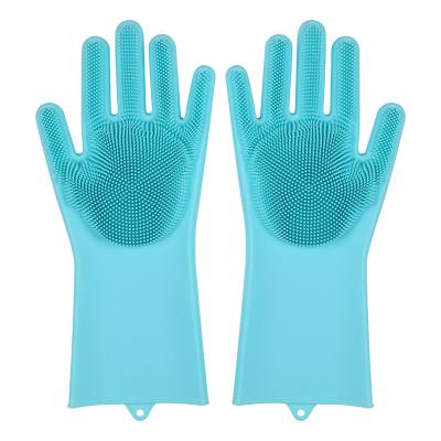 China Magic Viable Silicone Gloves Cleaning Dish Scrubber Dish Washing Sponge Rubber Silicone Gloves for Kitchen Cleaner 1 Pair for sale
