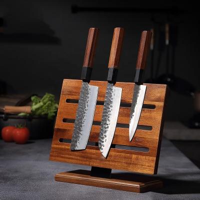 China Stocked 2022 Hot selling Kitchen Magnetic Wood Acacia Knife Holder Wood Knife Block Drawer Knife Organizer for sale