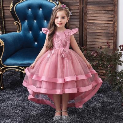 China Mosengkw Summer Breathable Lace Princess Tailing Dress Sleeveless Embroidery Wedding Girl Ball Gown Dress 3-12 Years for sale