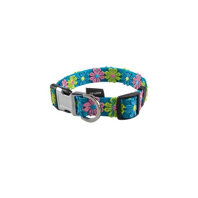 China Wholesale Durable Breathable Adjustable Flower Woven Fashion Pet Traction Collar Durable Metal Buckle Dog Leash for sale