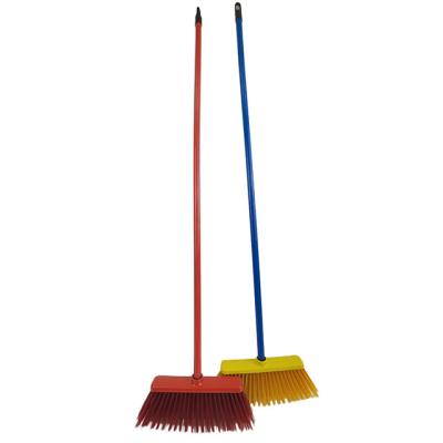 China Home Factory Manufacturing School cleaning tools Easy to Clean Soft Plastic Brush Broom with Long wooden Handle for sale