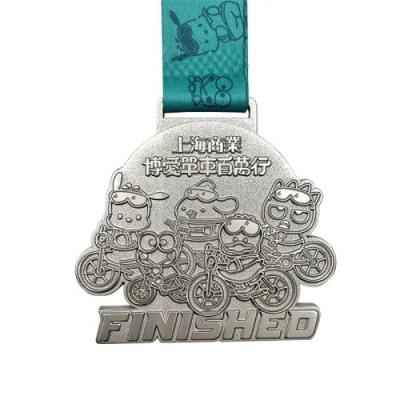 China Medalla de ciclismo de aleación de zinc de arena golpeada en venta