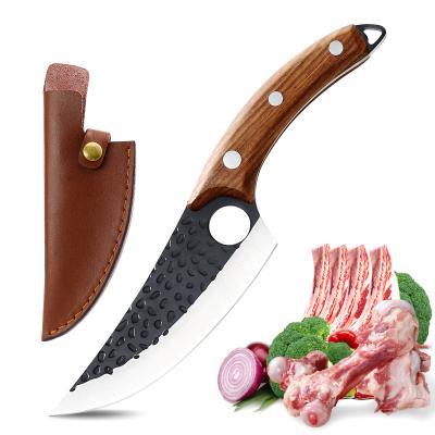 China Disposable Professional Wood Handle Boning Japanese Butcher Butcher Boning Knife Chef Kitchen Knives Optional Leather Sheath for sale