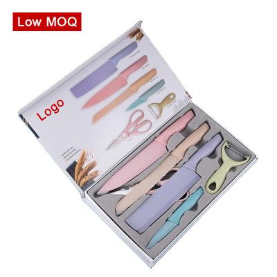 China 6pcs Viable Colorful Wheat Straw Fruit Vegetable Knife Set Stainless Steel Kitchen Knife Set for sale
