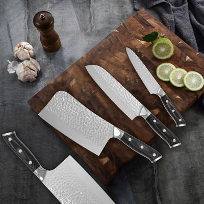China 7PCS Sustainable Hammering Stainless Steel Kitchen Knife Set High Carbon Stainless Steel Kitchen Knives Set With Stand for sale