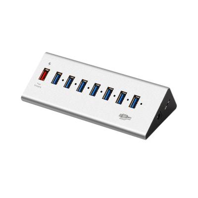 China Plug and Play 8 in 1 Aluminum USB Hub QC 3.0 Power Supply High Port USB 3.0 Port Speed up to 5Gbps to USB 3.0 Hub (Silver) for sale