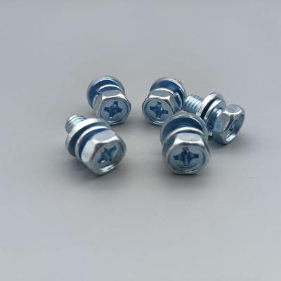 China Zinc Coated Phillips Hex Head Screw with Spring/Flat Washer Kit for sale